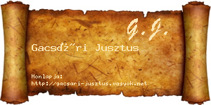 Gacsári Jusztus névjegykártya